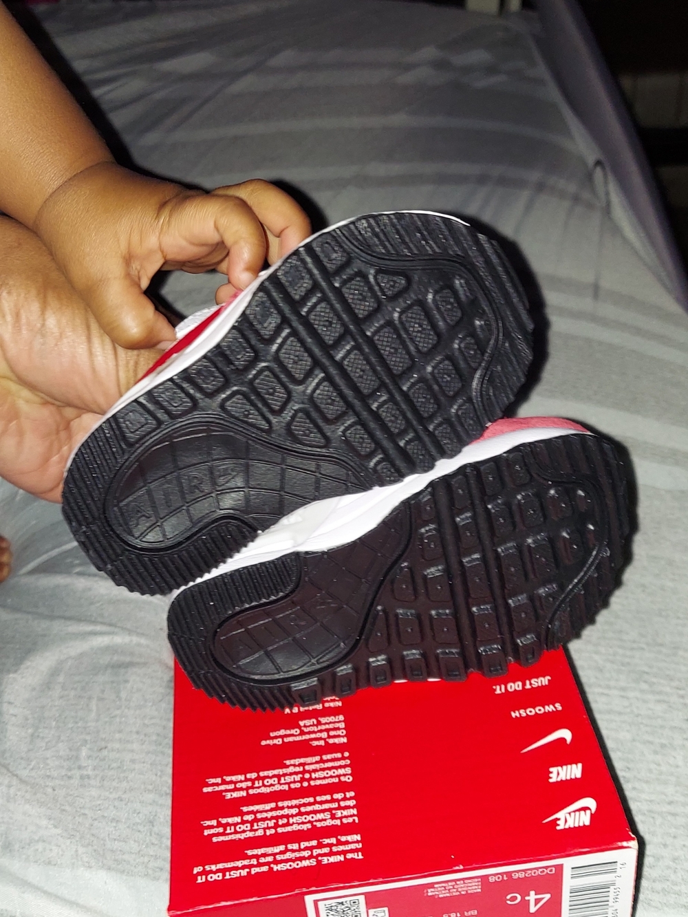 Nike Kids White and Red Velcro Air Max Sneakers - Picture 5 of 5